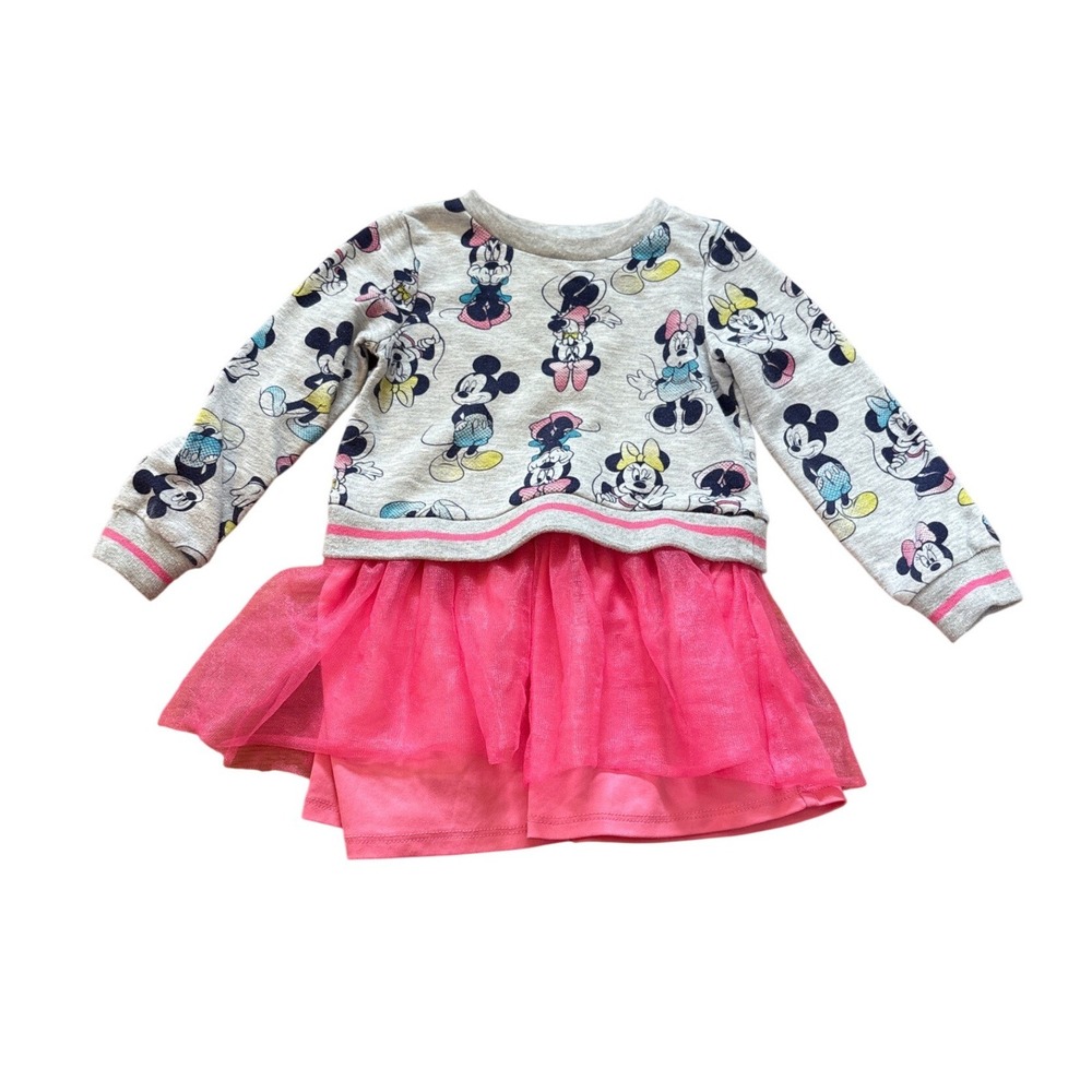 Disney Minnie Mouse Tutu Dress Kids Gray Pink Mickey Graphics Tulle SIZE 3T